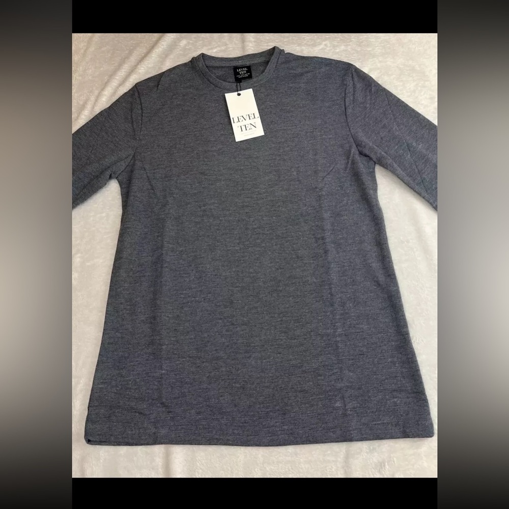 Level 10 mens long sleeve blue knit shirt size small